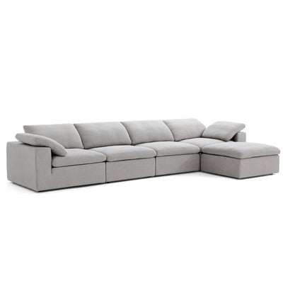 Tender Wabi Sabi White Sofa and Regular Ottoman-Gray-165.4"