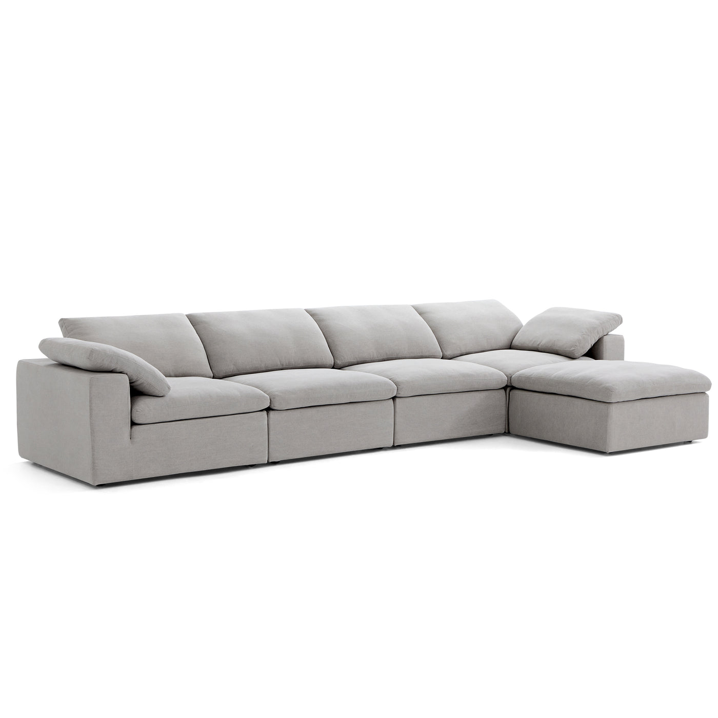 Tender Wabi Sabi Light Gray Sofa and Ottoman-Light Gray-165.4"