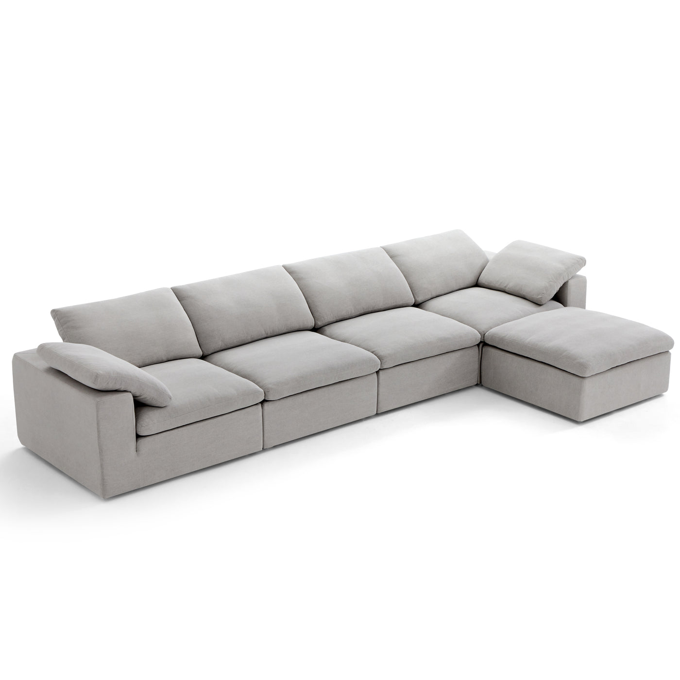 Tender Wabi Sabi White Sofa and Regular Ottoman-Gray-165.4"