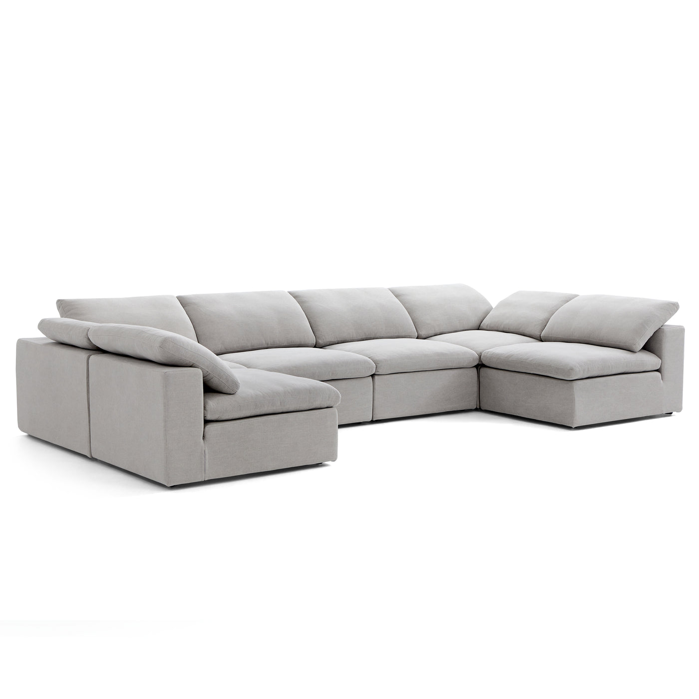 Tender Wabi Sabi Light Gray U Shaped Sectional with Open Ends-Gray-165.4"