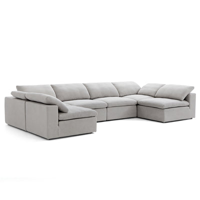 Tender Wabi Sabi Sand U Shaped Sectional with Open Ends-Gray-165.4"