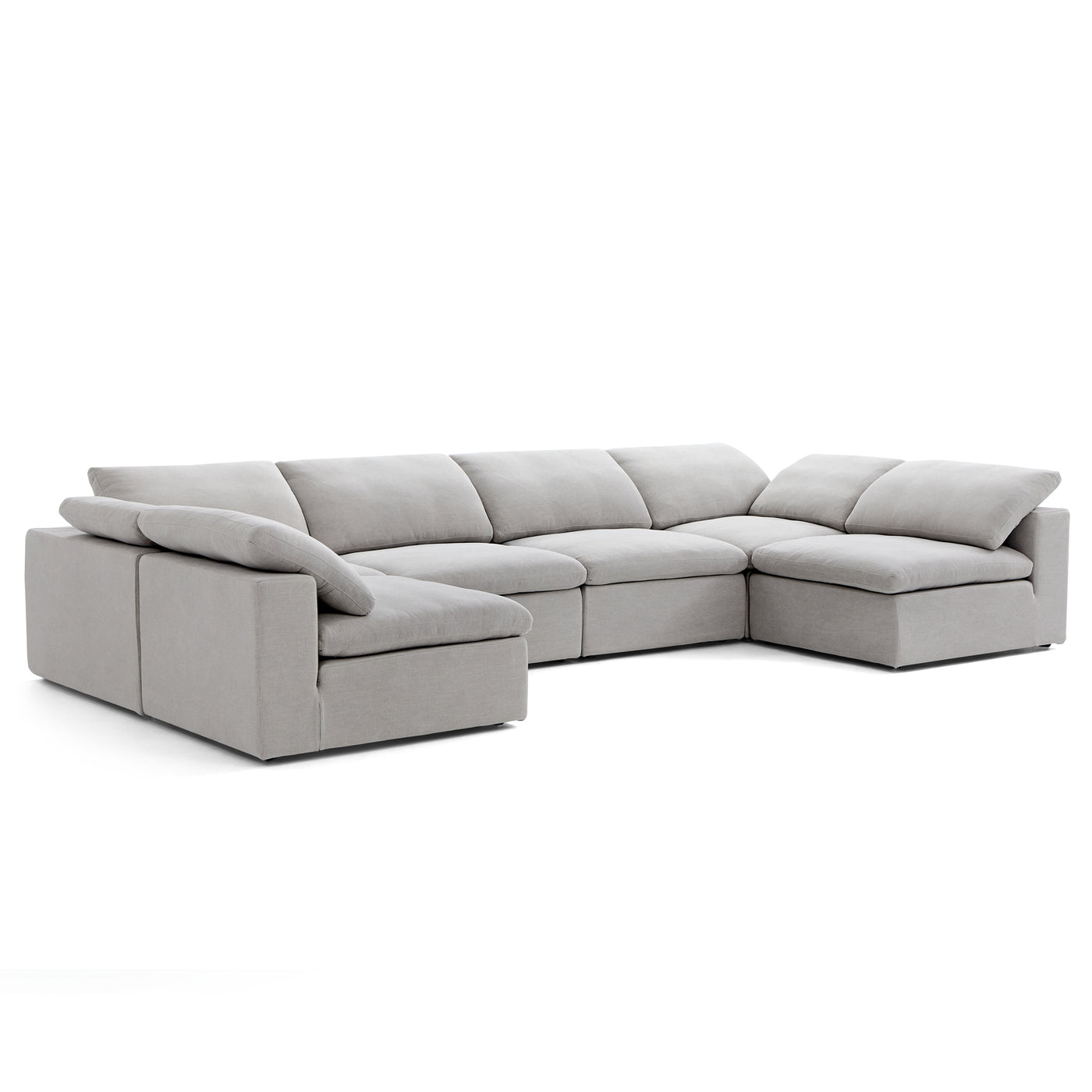 Tender Wabi Sabi U Shaped Sectional with Open Ends-Gray-165.4"