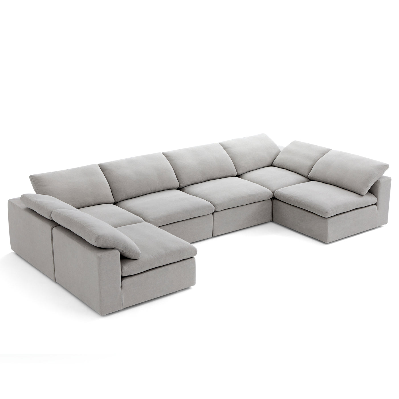 Tender Wabi Sabi Light Gray U Shaped Sectional with Open Ends-Gray-165.4"