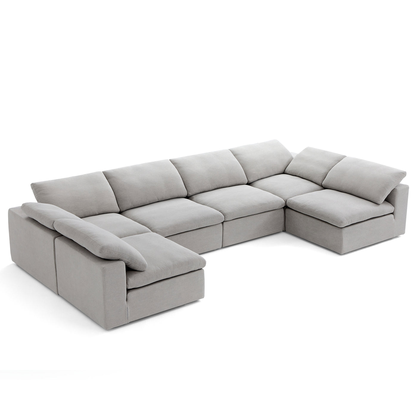 Tender Wabi Sabi U Shaped Sectional with Open Ends-Gray-165.4"