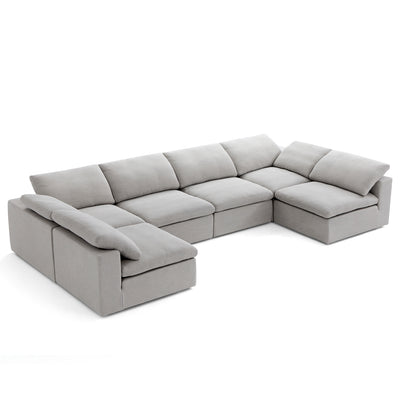 Tender Wabi Sabi Sand U Shaped Sectional with Open Ends-Light Gray-165.4"