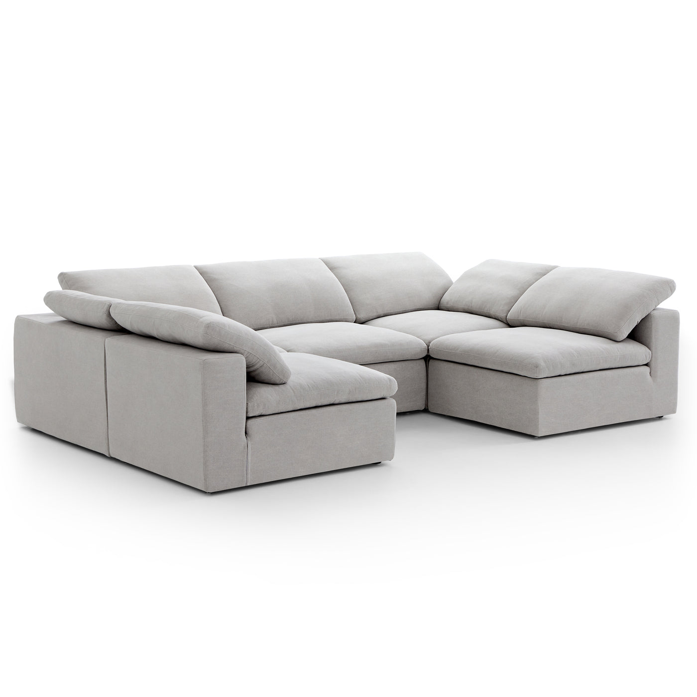 Tender Wabi Sabi Light Gray U Shaped Sectional with Open Ends-Gray-128.0"