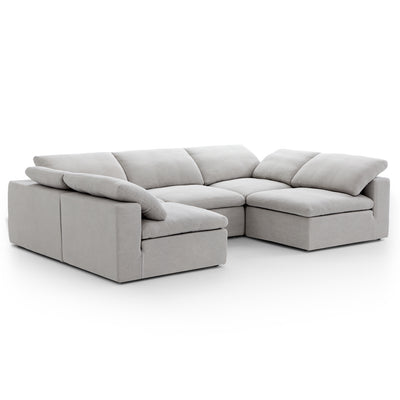 Tender Wabi Sabi U Shaped Sectional with Open Ends-Gray-128.0"