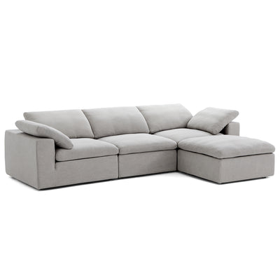 Tender Wabi Sabi White Sofa and Regular Ottoman-Gray-128.0"