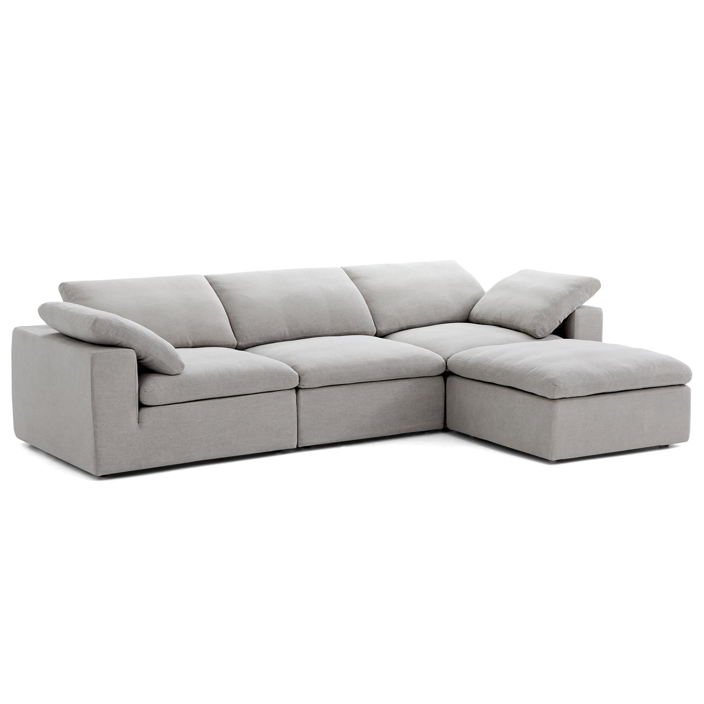Tender Wabi Sabi Beige Sofa and Ottoman-Light Gray-128.0"