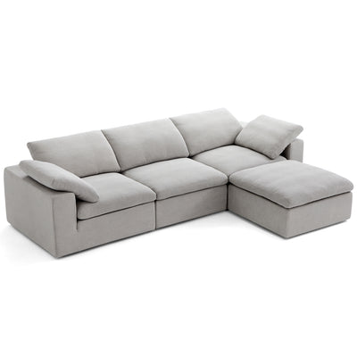 Tender Wabi Sabi Beige Sofa and Ottoman-Gray-128.0"