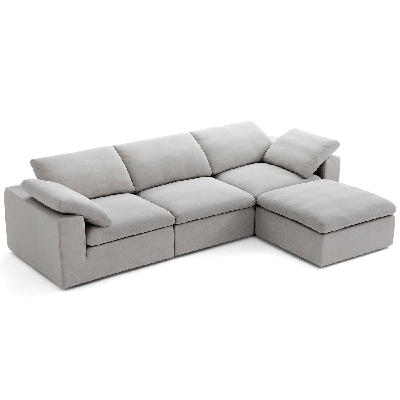 Tender Wabi Sabi White Sofa and Regular Ottoman-Gray-128.0"