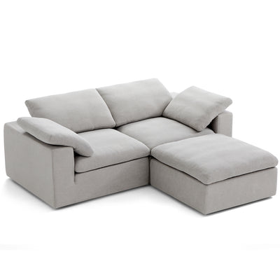 Tender Wabi Sabi Beige Sofa and Ottoman-Light Gray-90.6"