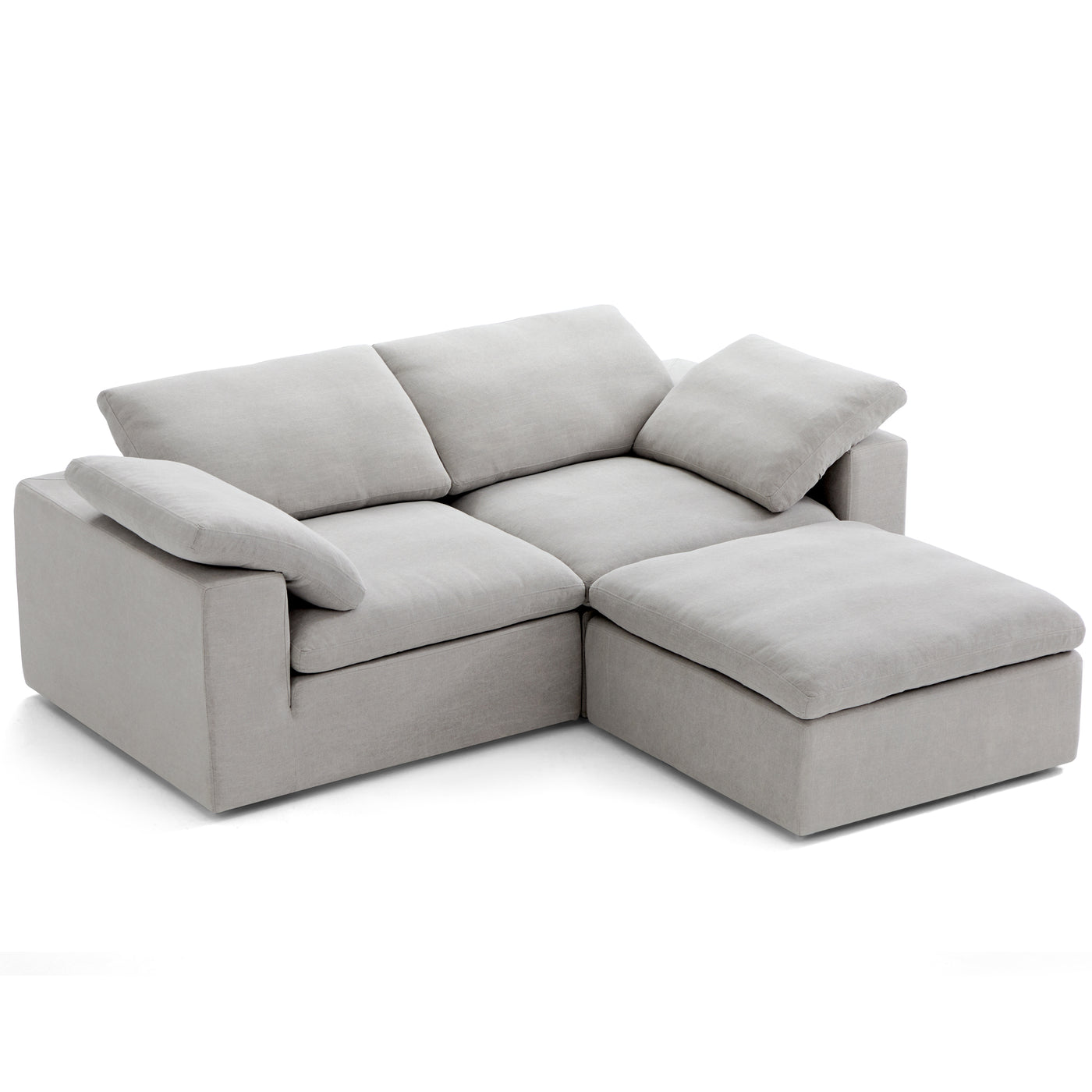 Tender Wabi Sabi White Sofa and Regular Ottoman-Gray-90.6"