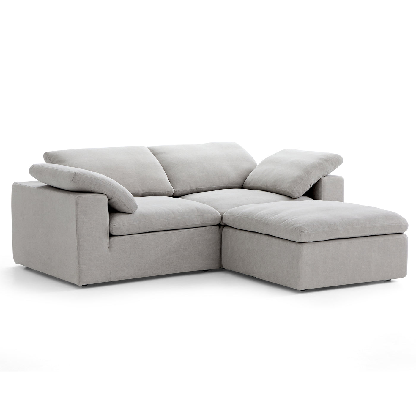 Tender Wabi Sabi Light Gray Sofa and Ottoman-Light Gray-90.6"