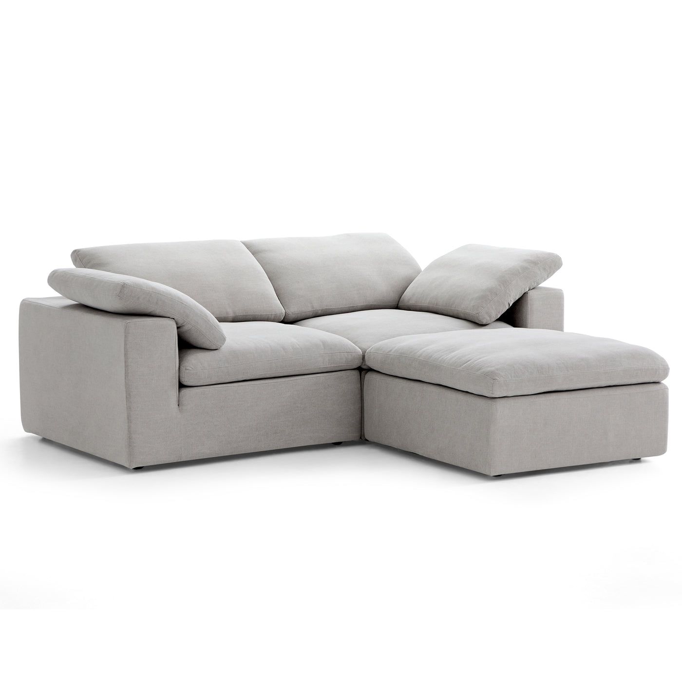 Tender Wabi Sabi White Sofa and Regular Ottoman-Gray-90.6"