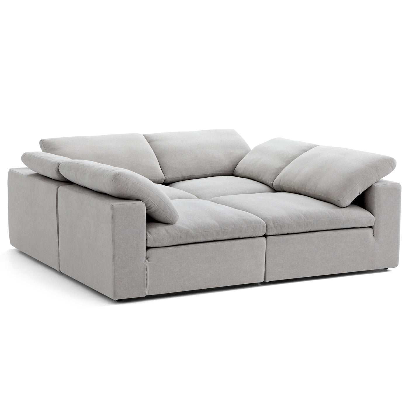 Tender Wabi Sabi Sand U Shaped Sectional with Open Ends-Gray-90.6"