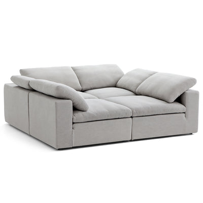 Tender Wabi Sabi U Shaped Sectional with Open Ends-Gray-90.6"