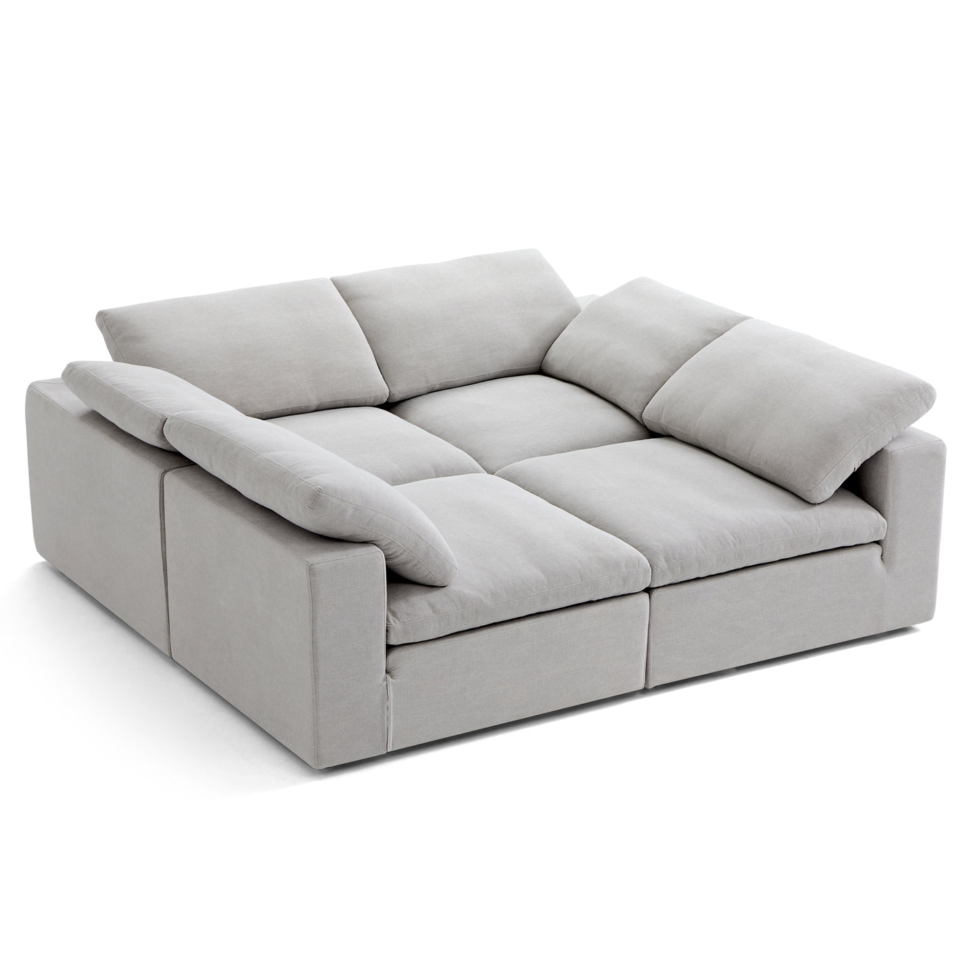 Tender Wabi Sabi Light Gray U Shaped Sectional with Open Ends-Gray-90.6"