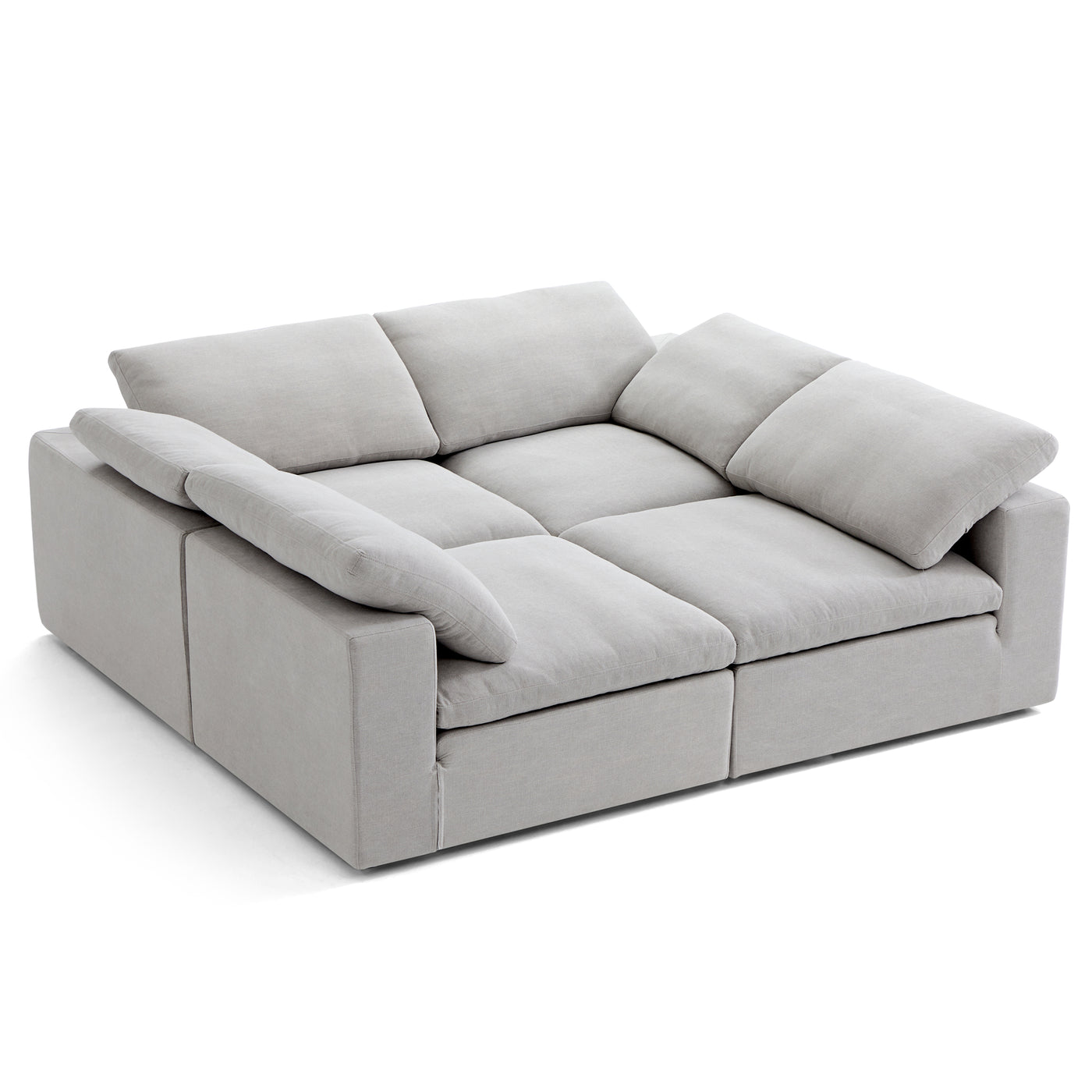 Tender Wabi Sabi U Shaped Sectional with Open Ends-Gray-90.6"