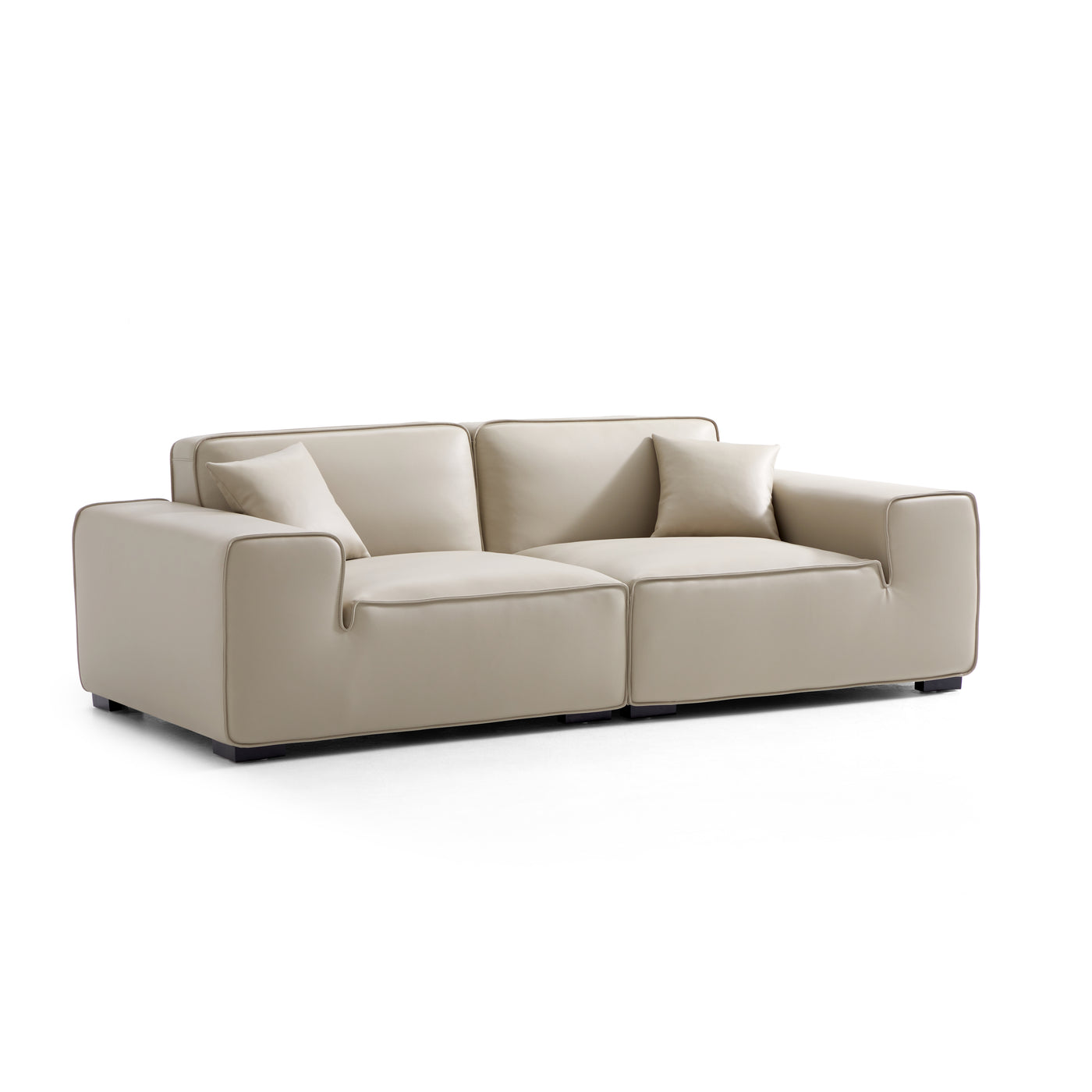 Domus Modular Dark Gray Leather Sofa-Beige-94.5"