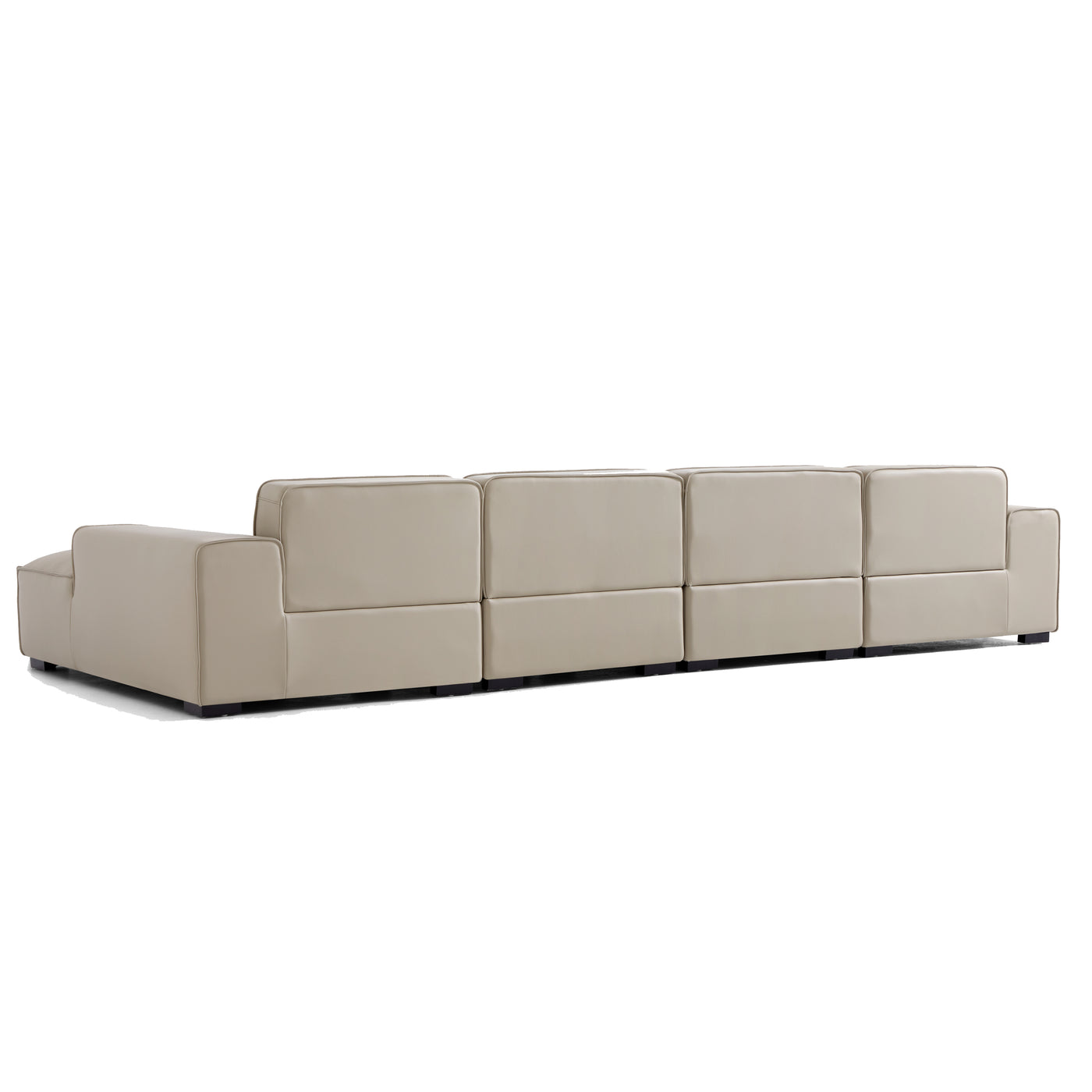 Domus Modular Khaki Leather U Shaped Sectional Sofa-Beige