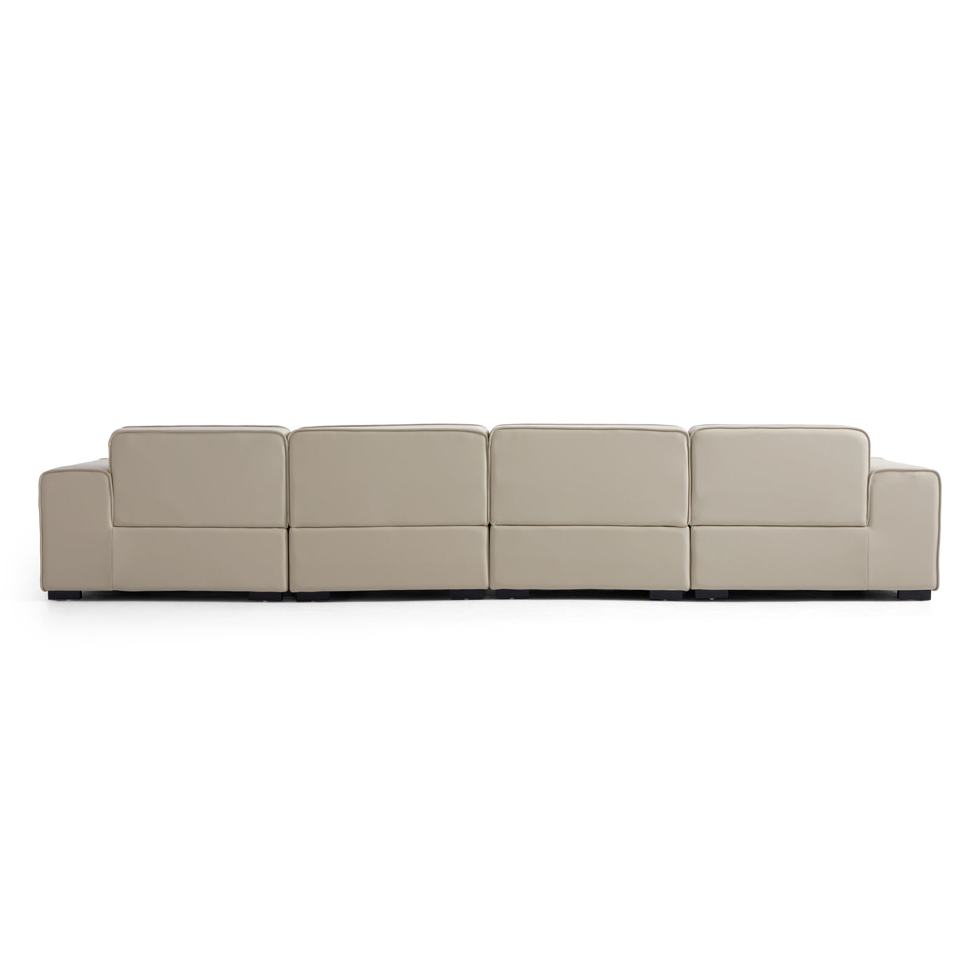 Domus Modular Khaki Leather U Shaped Sectional Sofa-Beige