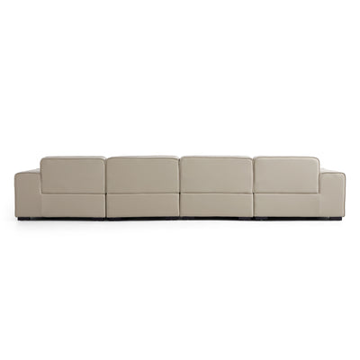 Domus Modular Khaki Leather U Shaped Sectional Sofa-Beige