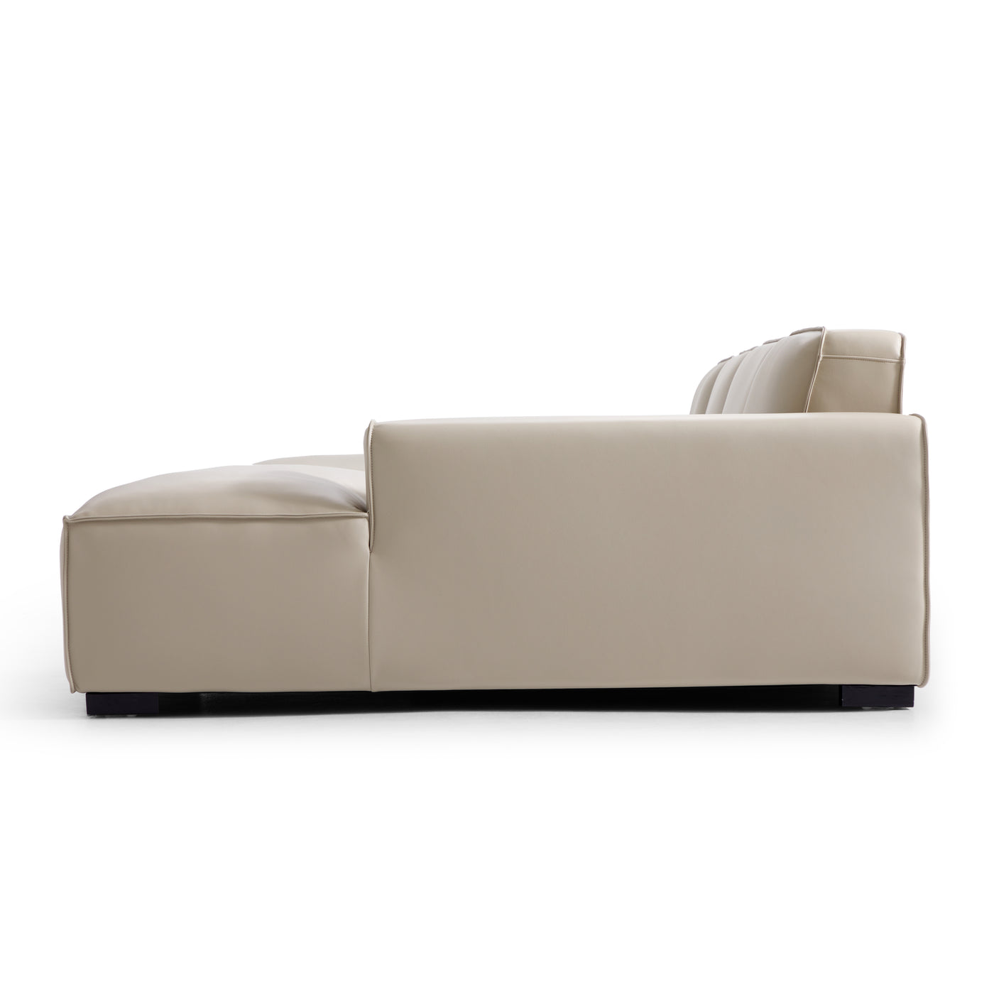 Domus Modular Khaki Leather U Shaped Sectional Sofa-Beige