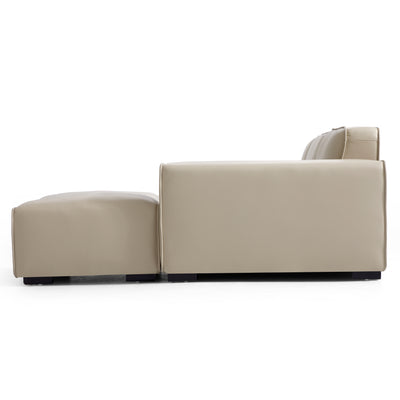 Domus Modular Khaki Leather Sofa and Ottoman-Beige
