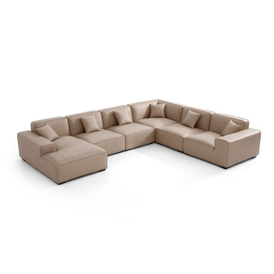 Domus Modular Black Leather U Shaped Sectional-hidden