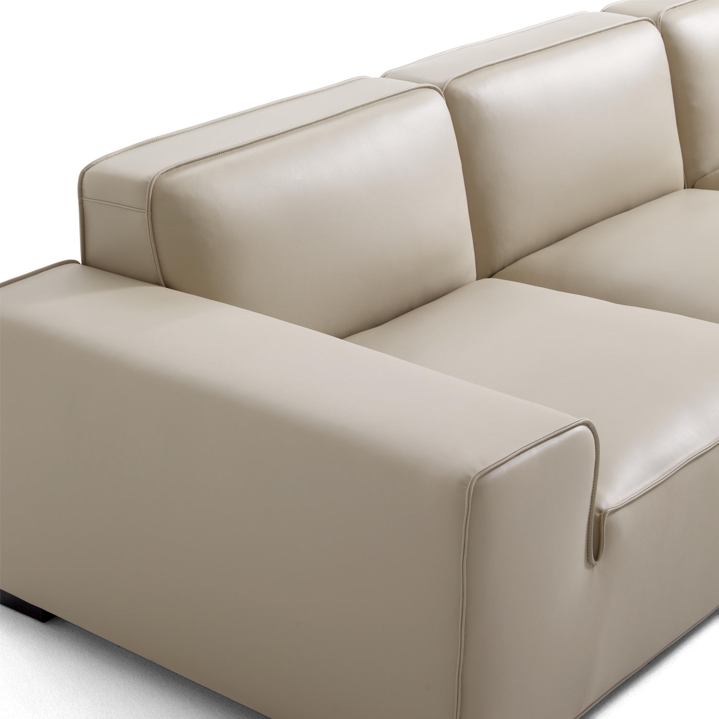 Domus Modular Khaki Leather U Shaped Sectional Sofa-Beige