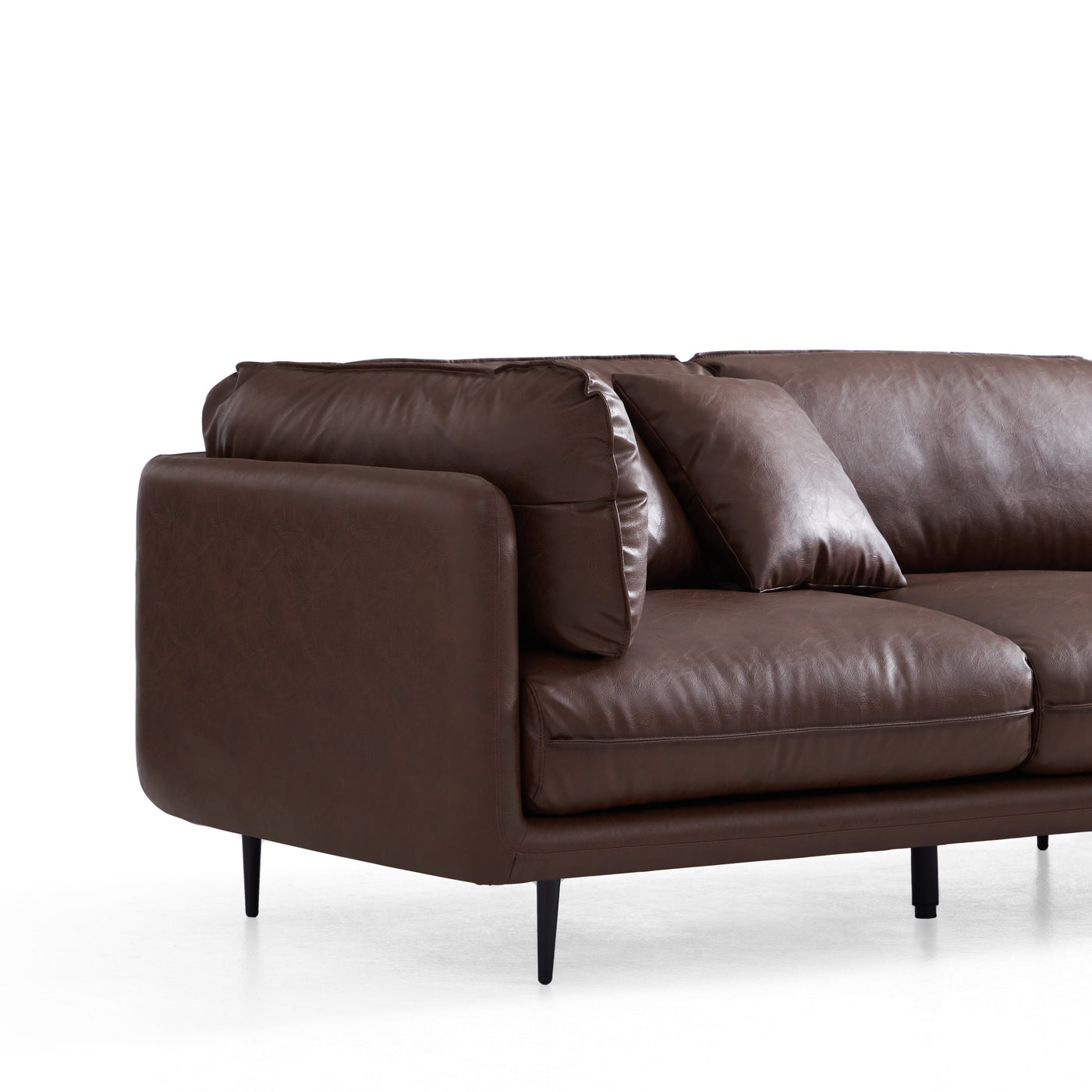 Vanilla Brown Leather Sofa-Brown