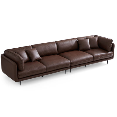 Vanilla Brown Leather Sofa-Brown