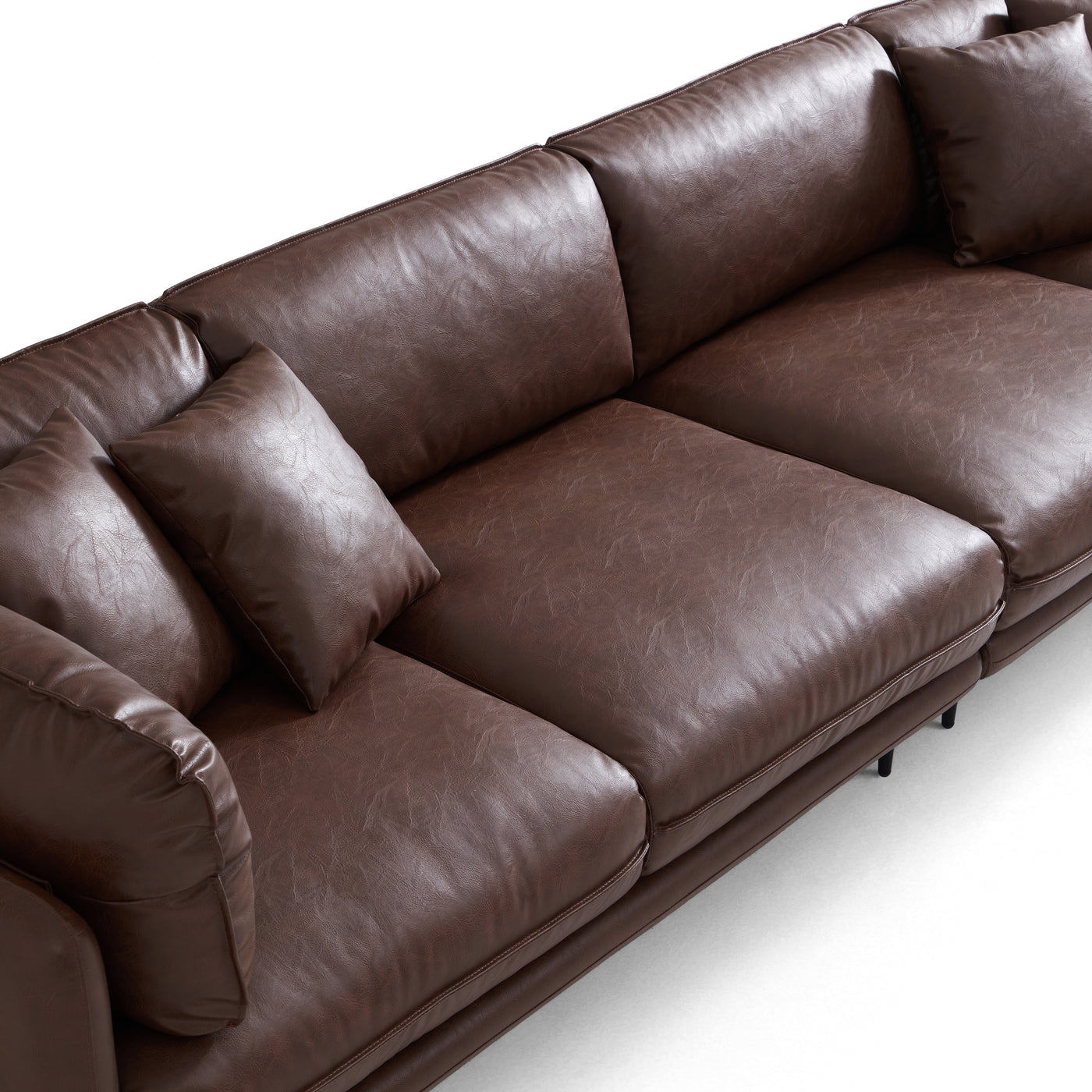 Vanilla Brown Leather Sofa-Brown