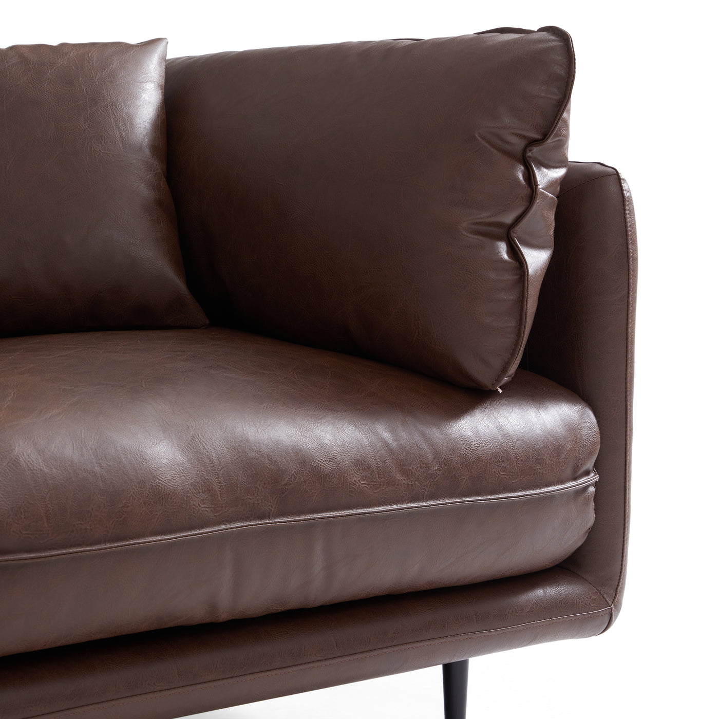 Vanilla Brown Leather Sofa-Brown