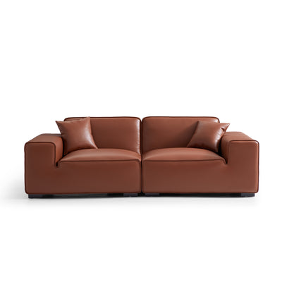 Domus Modular Brown Leather Sofa-Brown-94.5"