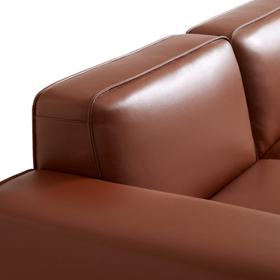 Domus Modular Brown Leather Sofa and Ottoman-Brown