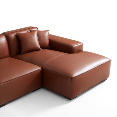 Domus Modular Brown Leather U Shaped Sectional-Brown