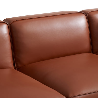 Domus Modular Brown Leather Sofa and Ottoman-Brown