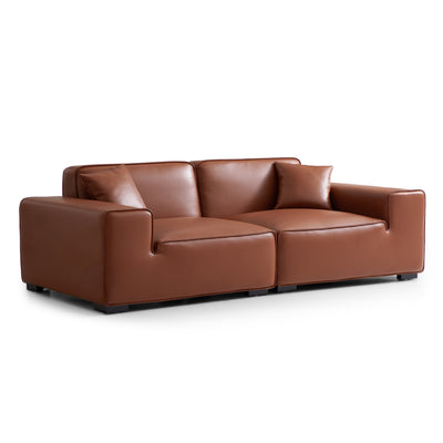 Domus Modular Brown Leather Sofa-Brown-94.5"