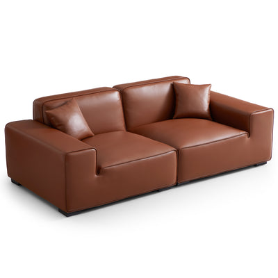 Domus Modular Brown Leather Sofa-Brown-94.5"