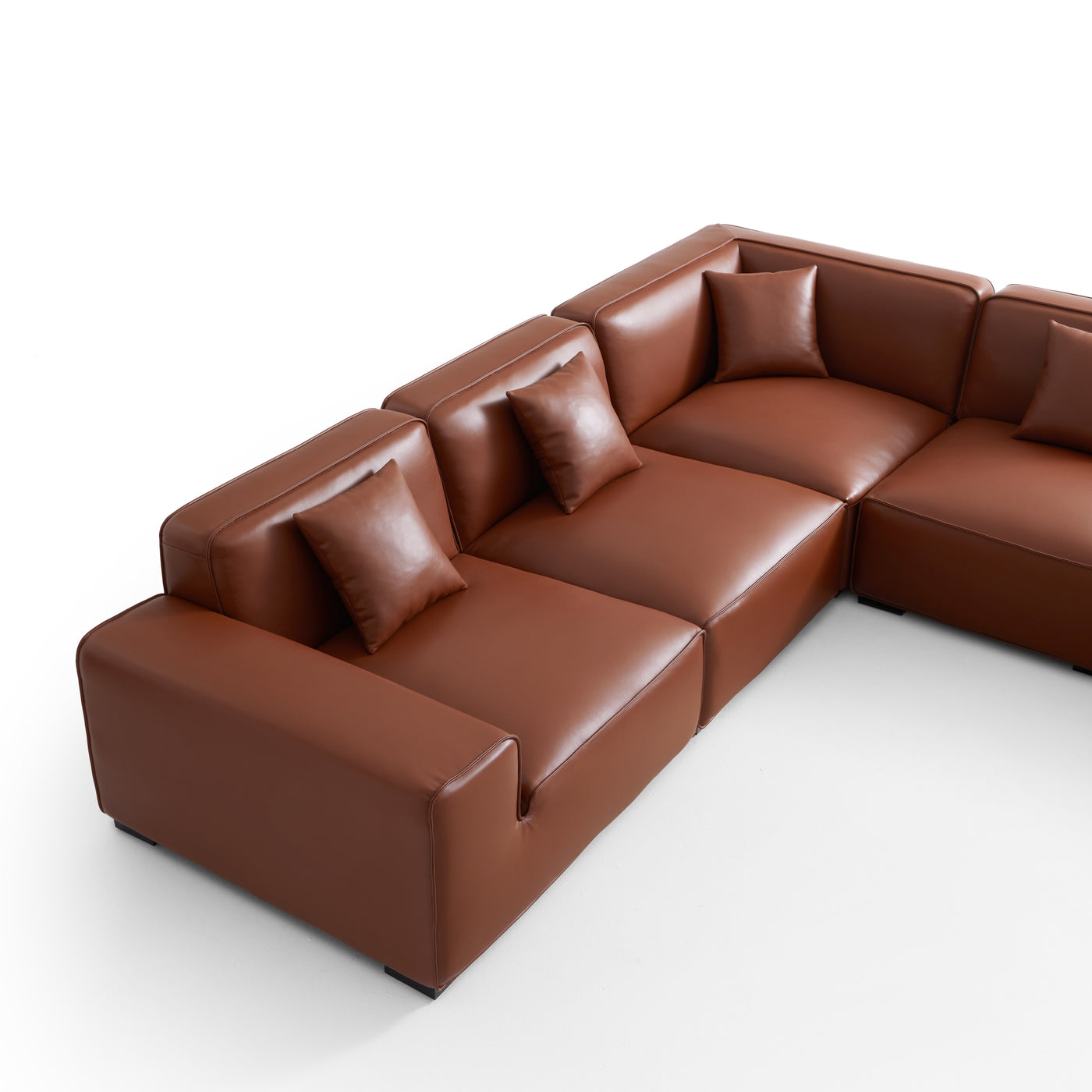 Domus Modular Brown Leather L-Shaped Sectional