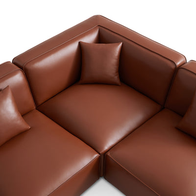 Domus Modular Brown Leather L-Shaped Sectional