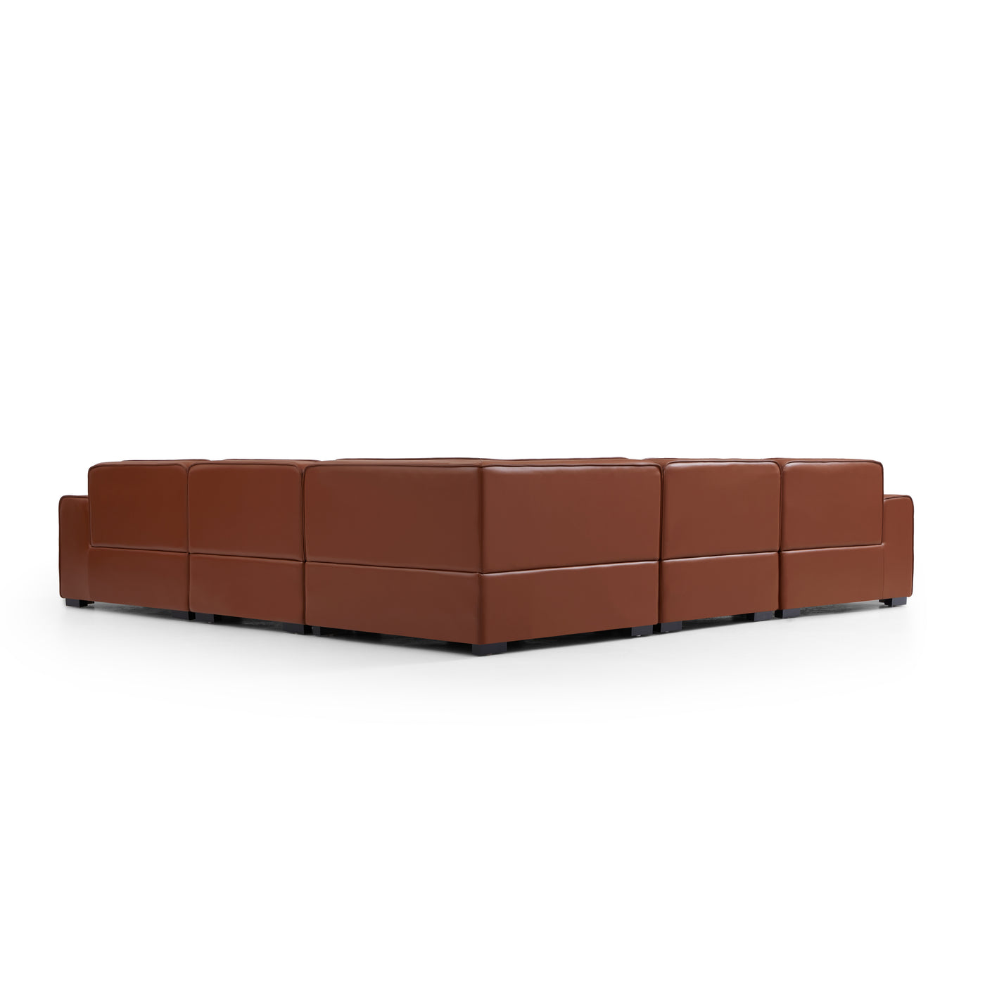 Domus Modular Brown Leather U Shaped Sectional-Brown