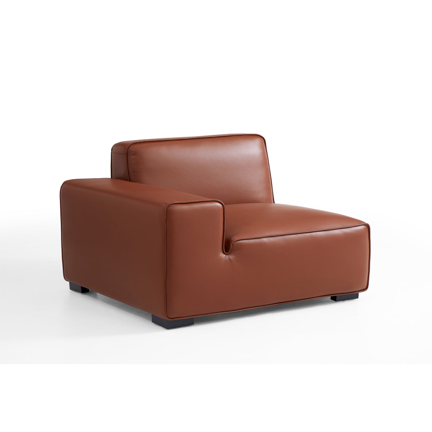 Domus Modular Brown Leather U Shaped Sectional-Brown