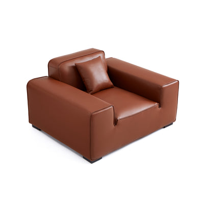 Domus Modular Brown Leather Armchair-Brown