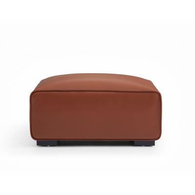 Domus Modular Brown Leather Sofa and Ottoman-Brown