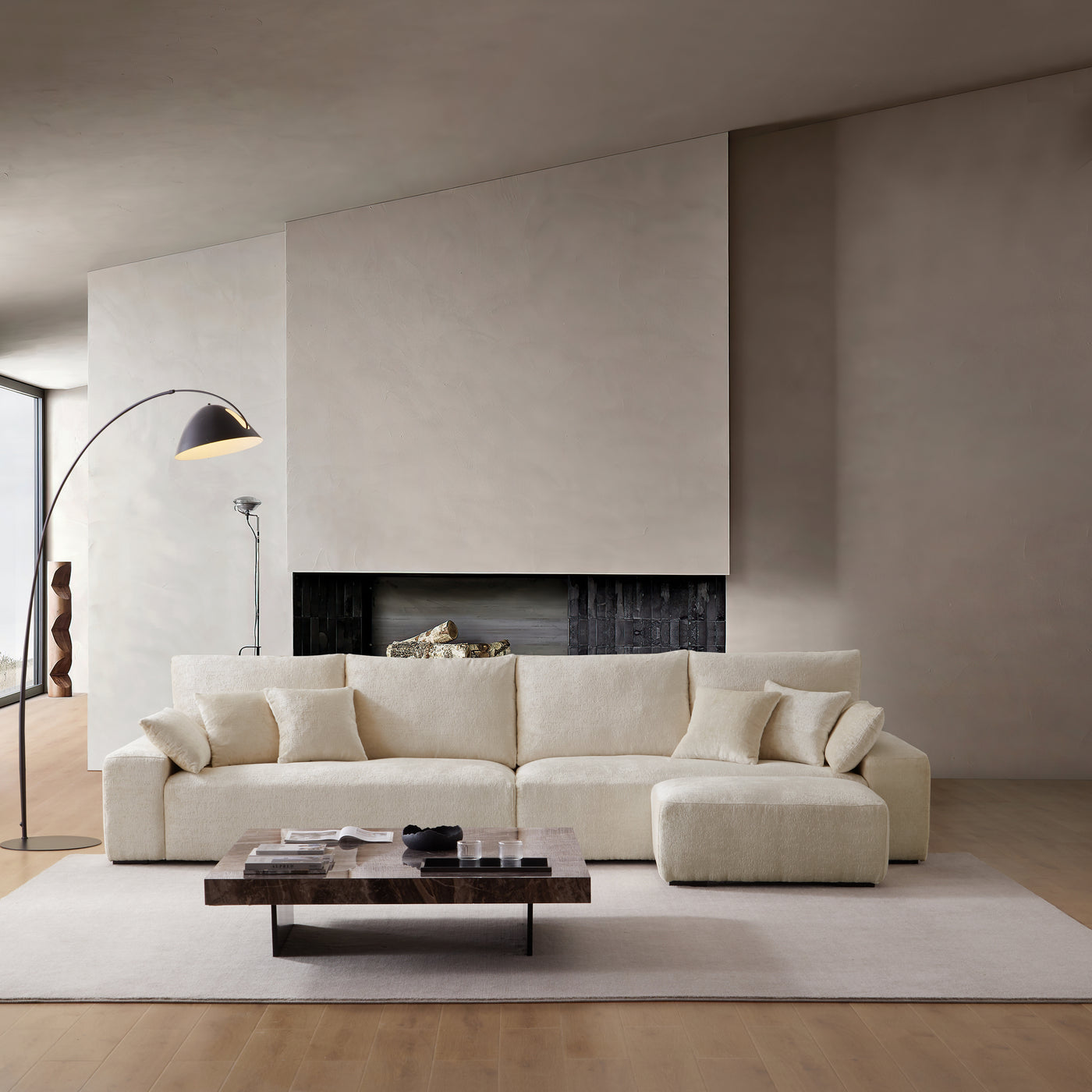 The Empress Beige Sofa and Ottoman-Beige