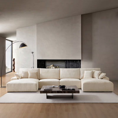 The Empress Beige U Shaped Sectional Sofa-Beige