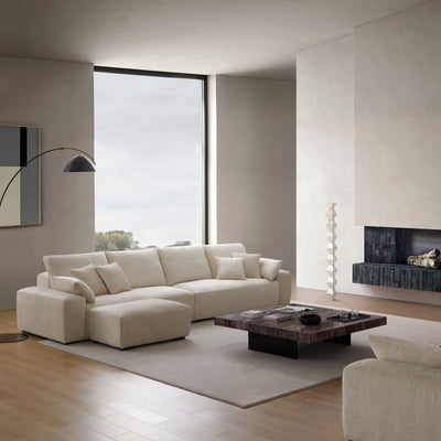 The Empress Beige Sofa and Ottoman-Beige